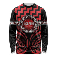 Aotearoa Ngapuhi Personalised Long Sleeve Shirt Maori Iwi Poutama Puhoro Tattoo LT14 Unisex Red - Polynesian Pride