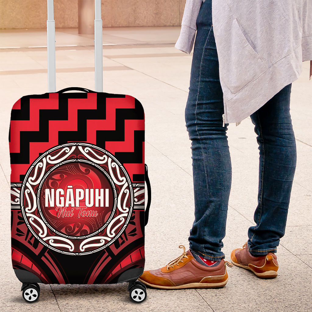 Aotearoa Ngapuhi Luggage Cover Maori Iwi Poutama Puhoro Tattoo LT14 Red - Polynesian Pride