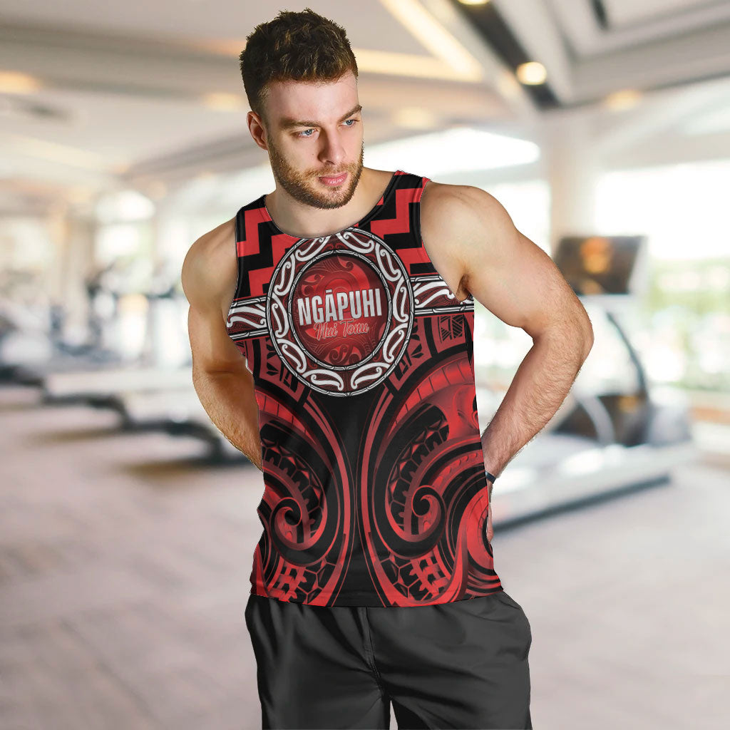 Aotearoa Ngapuhi Personalised Men Tank Top Maori Iwi Poutama Puhoro Tattoo LT14 Red - Polynesian Pride