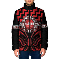Aotearoa Ngapuhi Personalised Padded Jacket Maori Iwi Poutama Puhoro Tattoo LT14 Men Red - Polynesian Pride