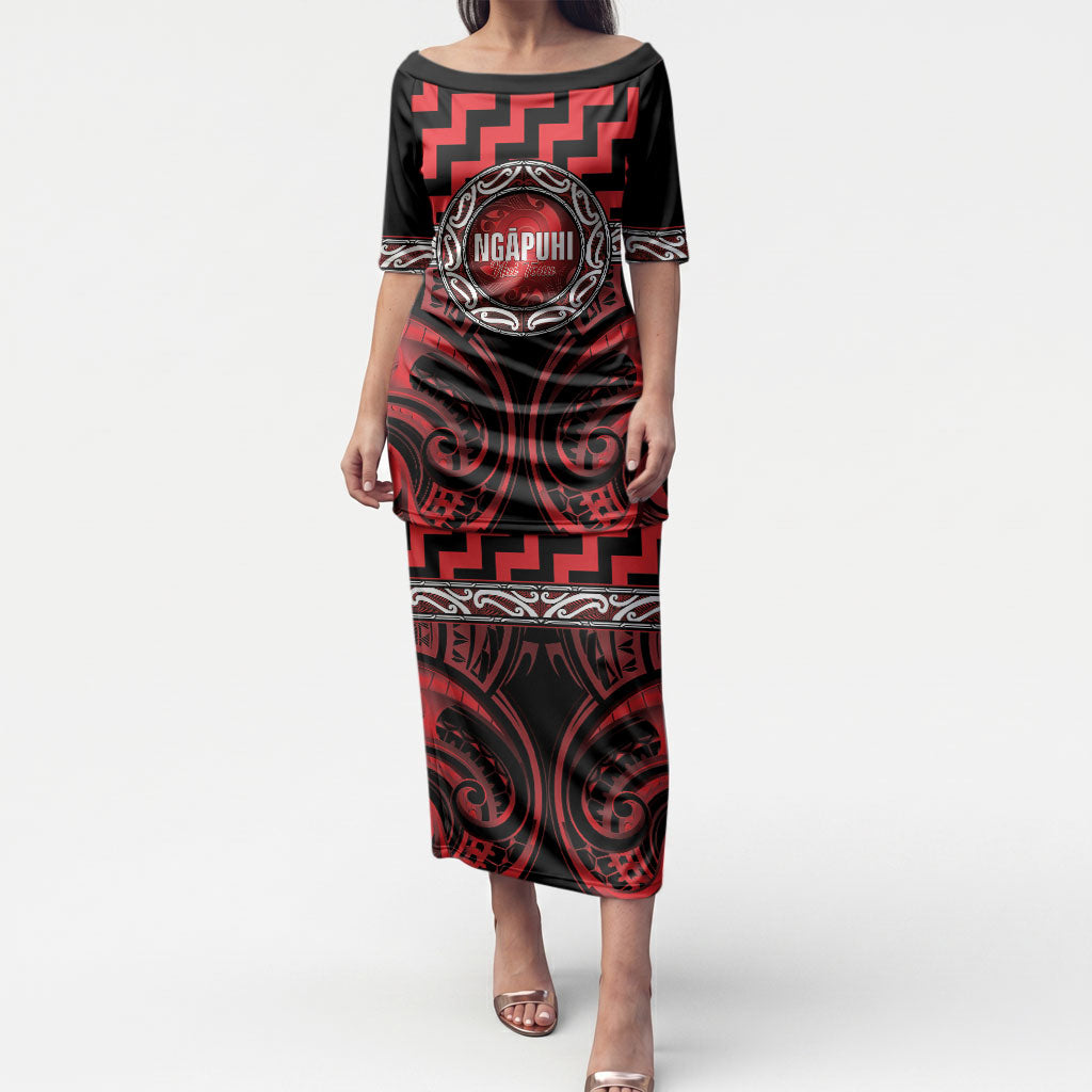 Aotearoa Ngapuhi Personalised Puletasi Maori Iwi Poutama Puhoro Tattoo LT14 Long Dress Red - Polynesian Pride