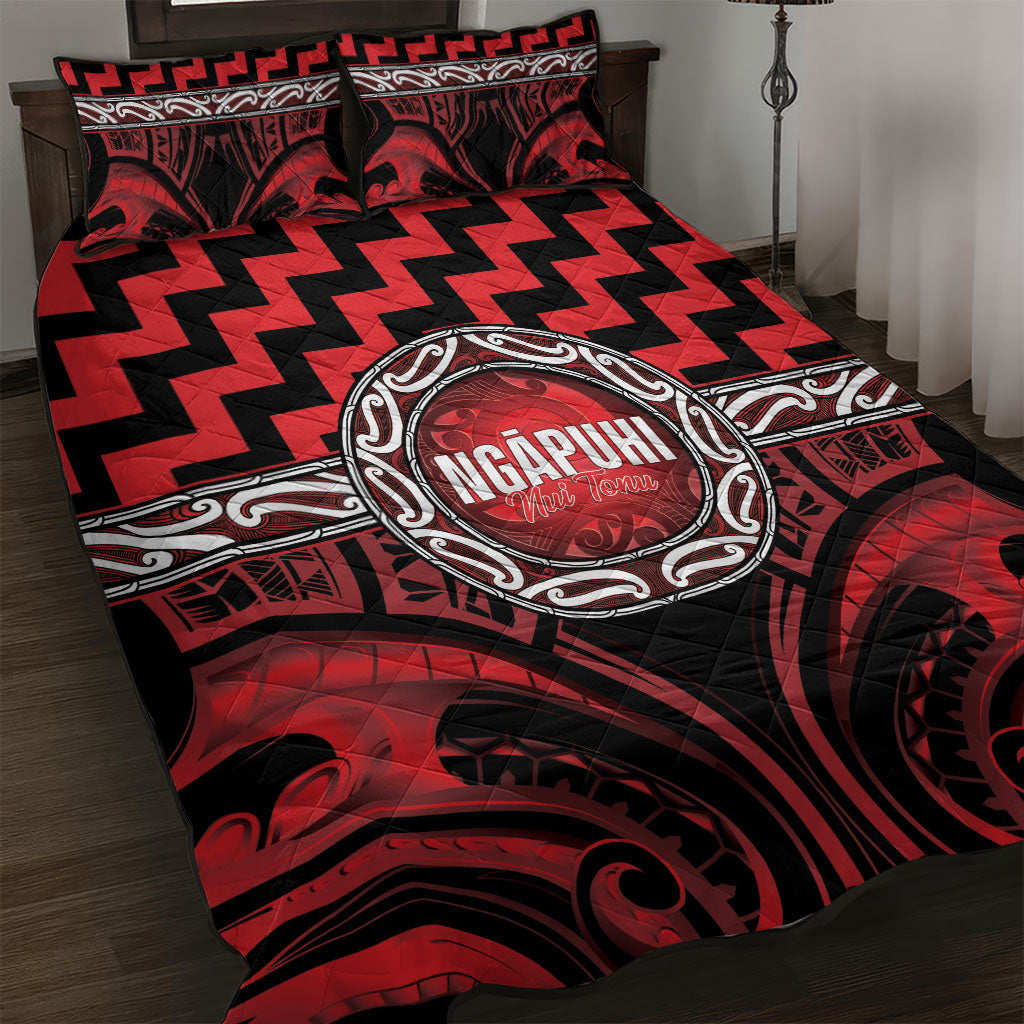 Aotearoa Ngapuhi Quilt Bed Set Maori Iwi Poutama Puhoro Tattoo LT14 Red - Polynesian Pride
