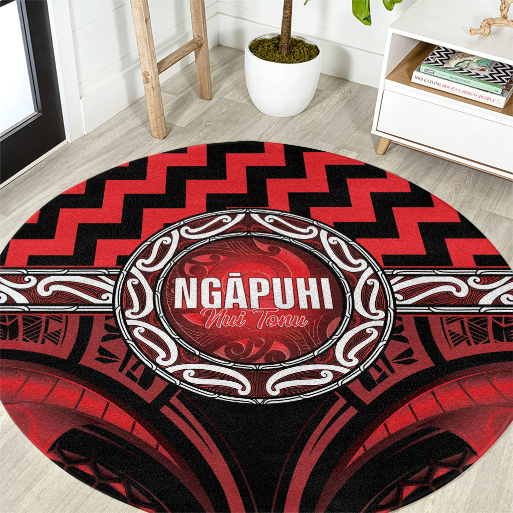 Aotearoa Ngapuhi Round Carpet Maori Iwi Poutama Puhoro Tattoo LT14 Red - Polynesian Pride