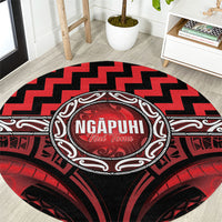 Aotearoa Ngapuhi Round Carpet Maori Iwi Poutama Puhoro Tattoo LT14 Red - Polynesian Pride