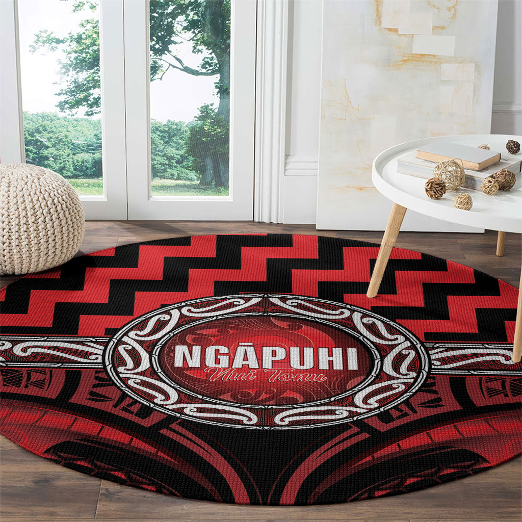 Aotearoa Ngapuhi Round Carpet Maori Iwi Poutama Puhoro Tattoo LT14 - Polynesian Pride