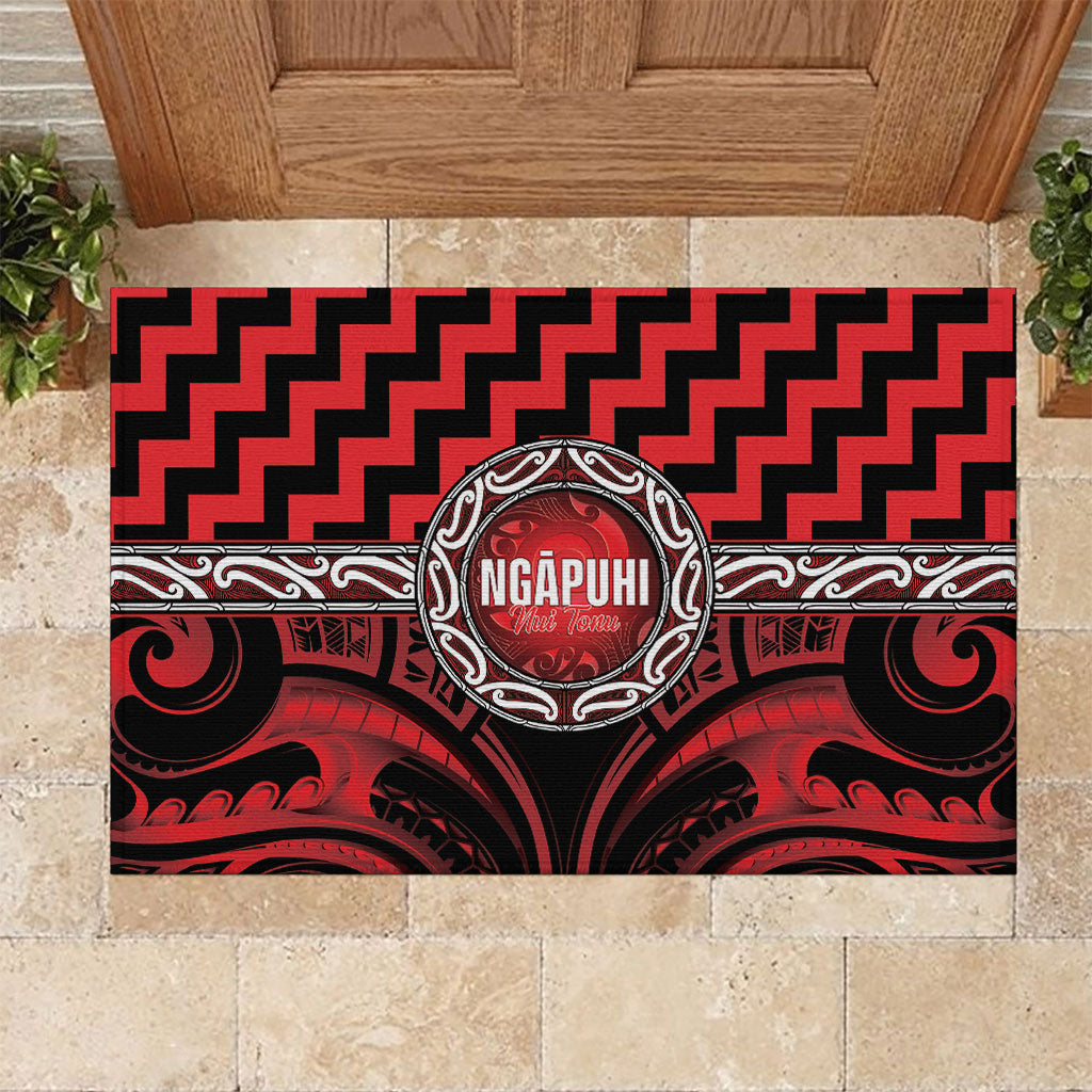 Aotearoa Ngapuhi Rubber Doormat Maori Iwi Poutama Puhoro Tattoo LT14 Red - Polynesian Pride