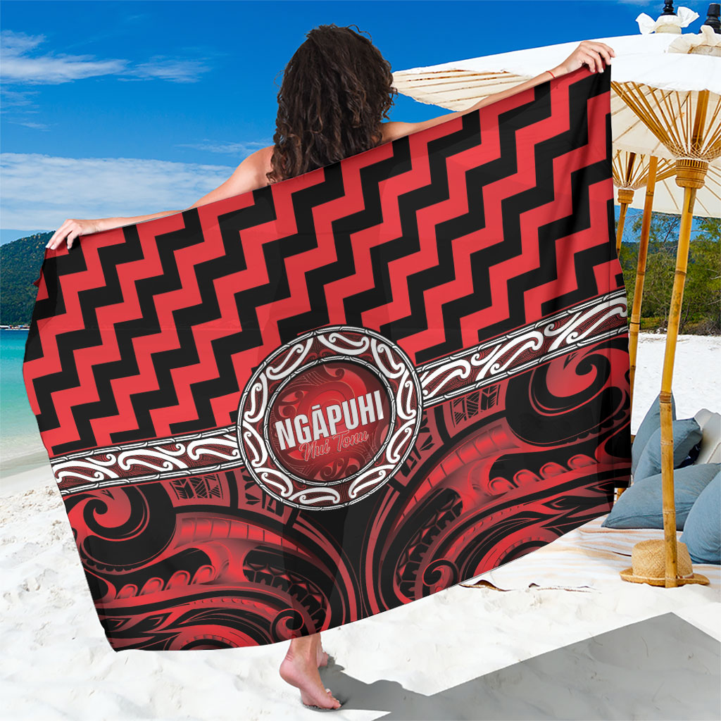 Aotearoa Ngapuhi Sarong Maori Iwi Poutama Puhoro Tattoo LT14 One Size 44 x 66 inches Red - Polynesian Pride