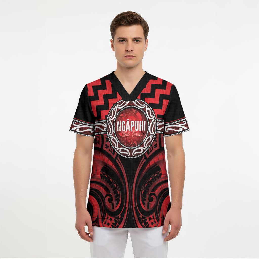 Aotearoa Ngapuhi Personalised Scrub Top Maori Iwi Poutama Puhoro Tattoo LT14 - Polynesian Pride