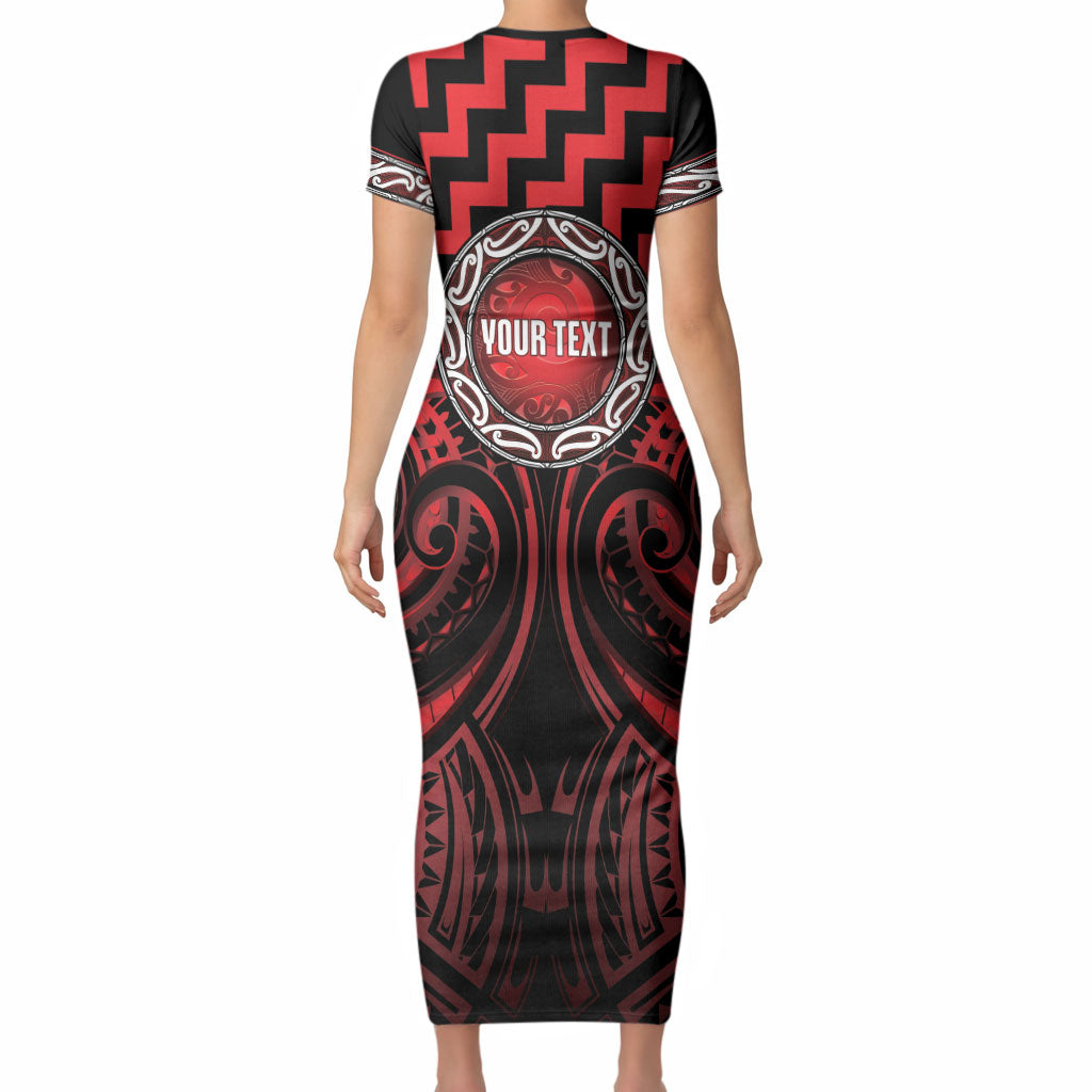 Aotearoa Ngapuhi Personalised Short Sleeve Bodycon Dress Maori Iwi Poutama Puhoro Tattoo LT14 - Polynesian Pride