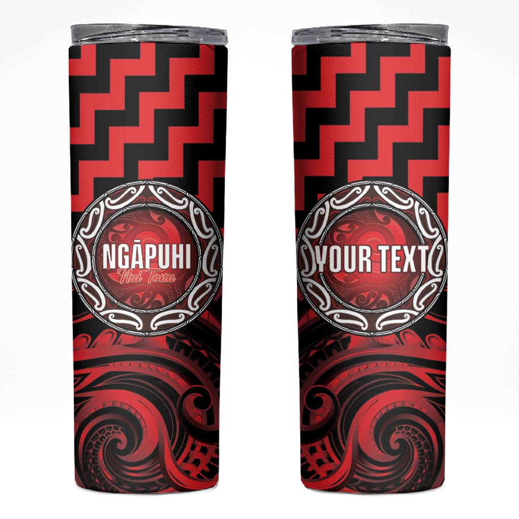Aotearoa Ngapuhi Personalised Skinny Tumbler Maori Iwi Poutama Puhoro Tattoo LT14 Red - Polynesian Pride