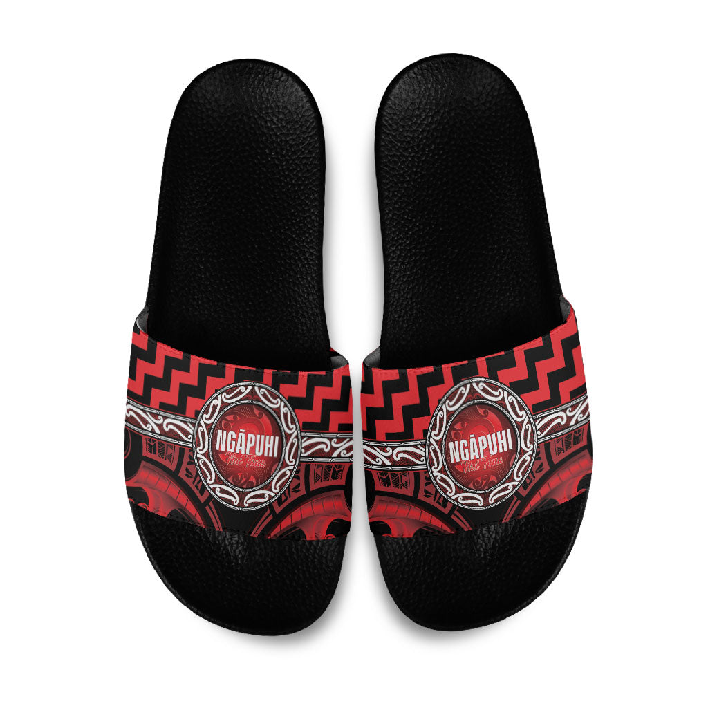 Aotearoa Ngapuhi Slide Sandals Maori Iwi Poutama Puhoro Tattoo LT14 Red - Polynesian Pride