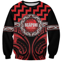 Aotearoa Ngapuhi Personalised Sweatshirt Maori Iwi Poutama Puhoro Tattoo LT14 Unisex Red - Polynesian Pride