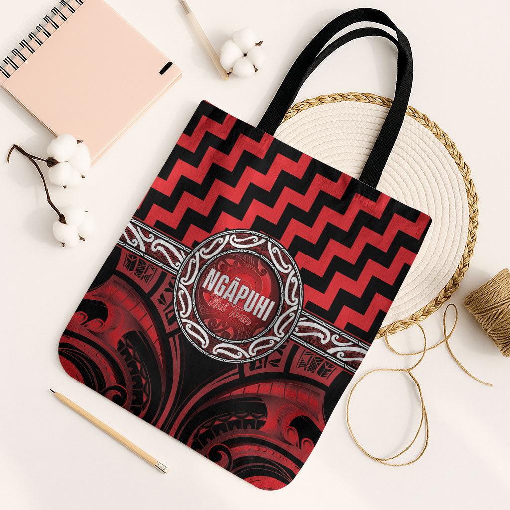 Aotearoa Ngapuhi Tote Bag Maori Iwi Poutama Puhoro Tattoo LT14 Black Strap One Size Red - Polynesian Pride