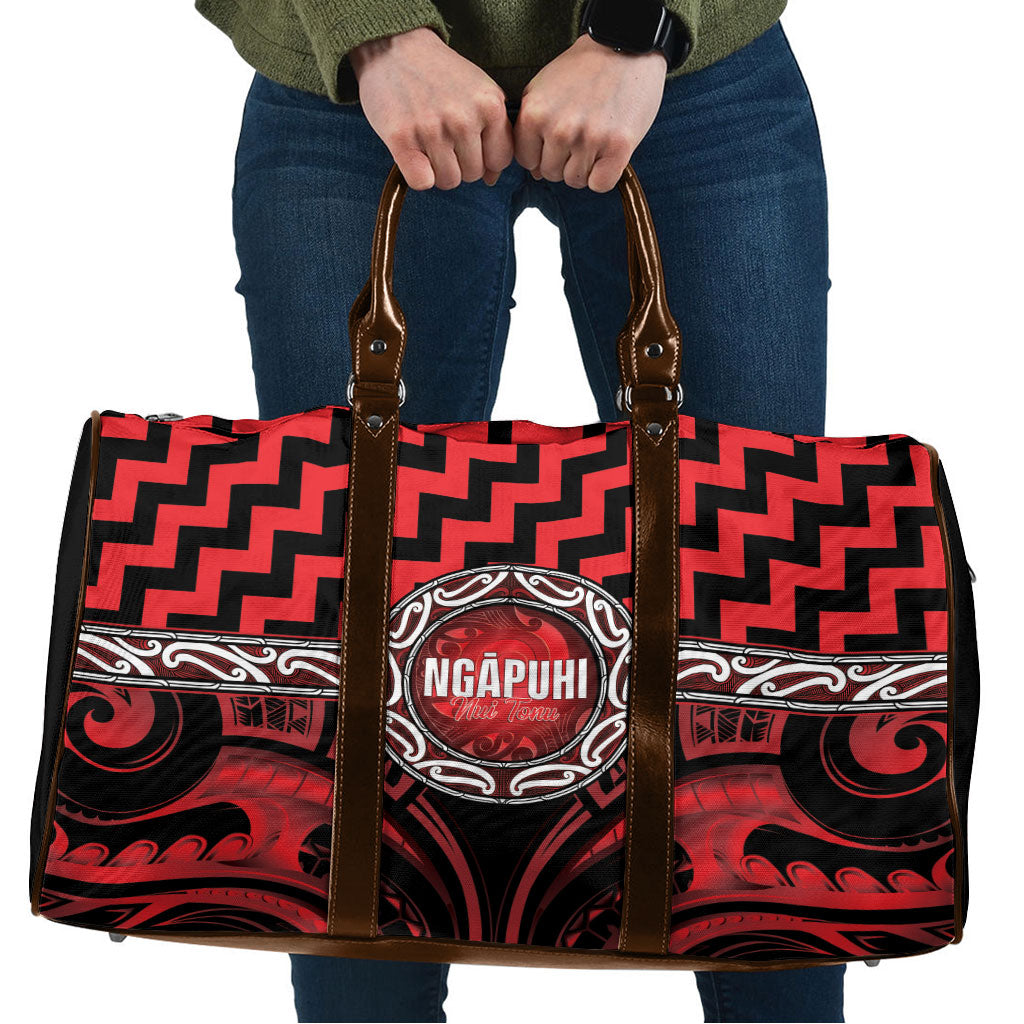 Aotearoa Ngapuhi Travel Bag Maori Iwi Poutama Puhoro Tattoo LT14 Red - Polynesian Pride
