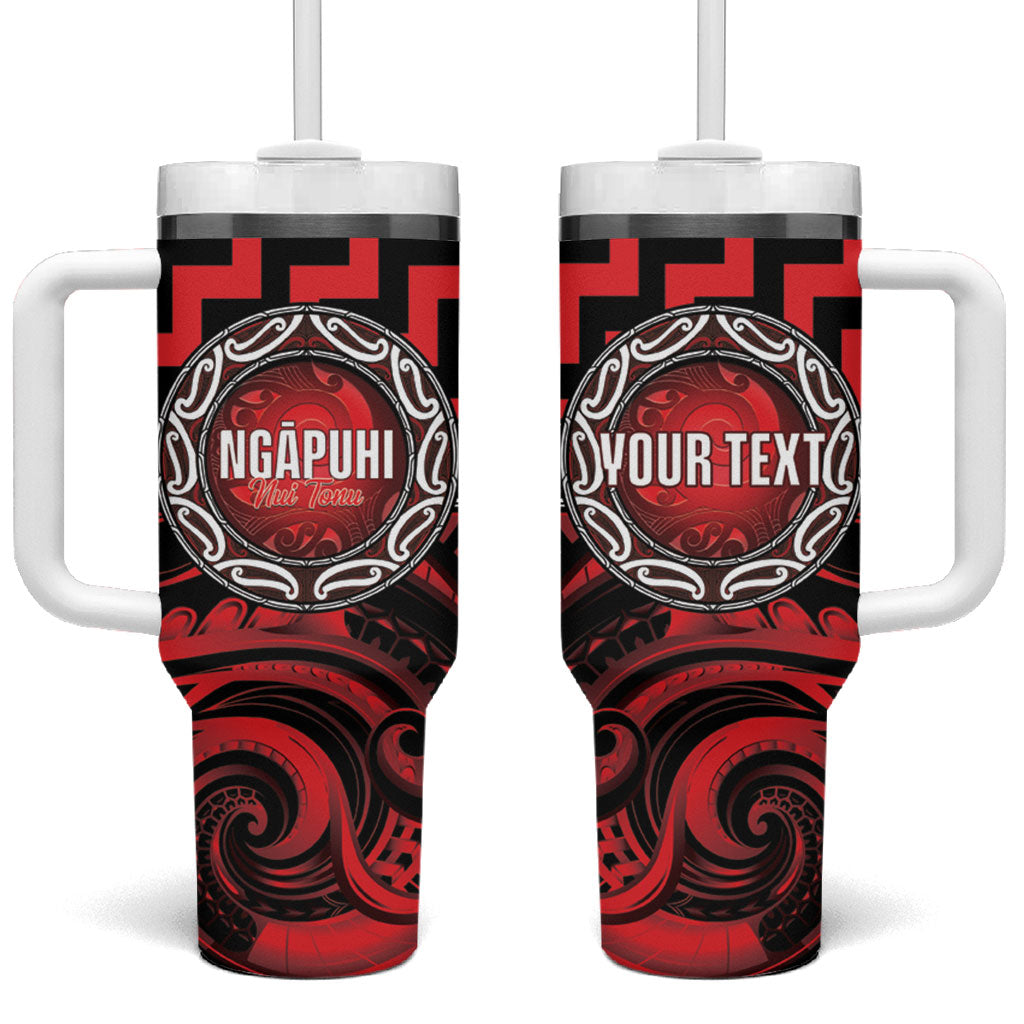 Aotearoa Ngapuhi Personalised Tumbler With Handle Maori Iwi Poutama Puhoro Tattoo LT14 One Size: 40 oz Red - Polynesian Pride