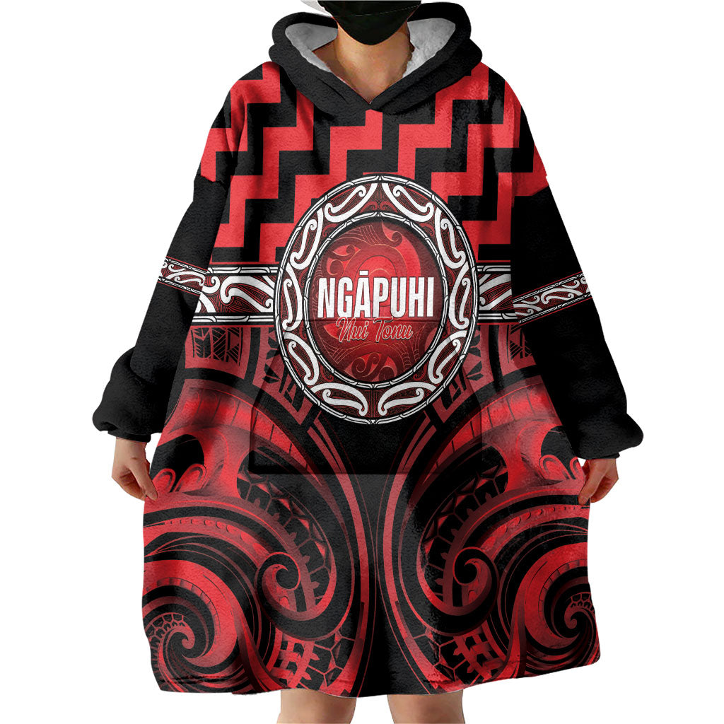 Aotearoa Ngapuhi Personalised Wearable Blanket Hoodie Maori Iwi Poutama Puhoro Tattoo LT14 - Polynesian Pride