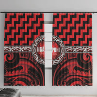 Aotearoa Ngapuhi Window Curtain Maori Iwi Poutama Puhoro Tattoo LT14 With Hooks Red - Polynesian Pride
