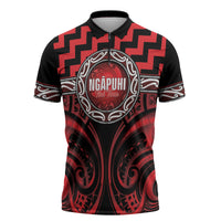Aotearoa Ngapuhi Personalised Zipper Polo Shirt Maori Iwi Poutama Puhoro Tattoo LT14 Red - Polynesian Pride