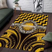 Aotearoa Ngati Porou Area Rug Maori Iwi Poutama Puhoro Tattoo LT14 Yellow - Polynesian Pride