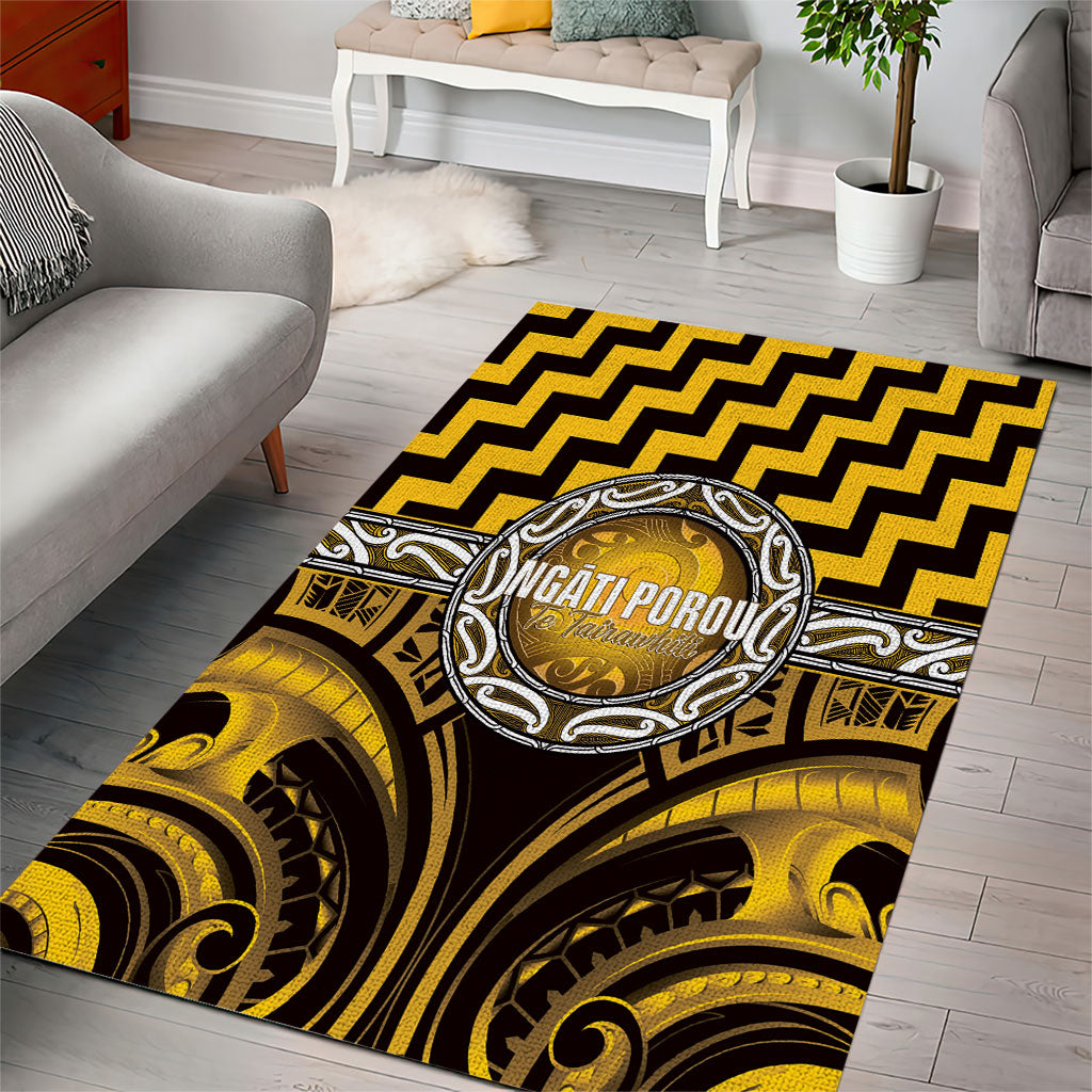 Aotearoa Ngati Porou Area Rug Maori Iwi Poutama Puhoro Tattoo LT14 - Polynesian Pride