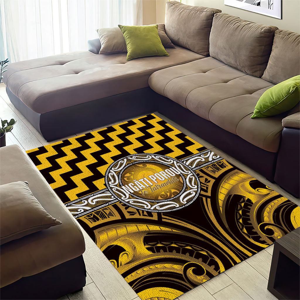 Aotearoa Ngati Porou Area Rug Maori Iwi Poutama Puhoro Tattoo LT14 - Polynesian Pride