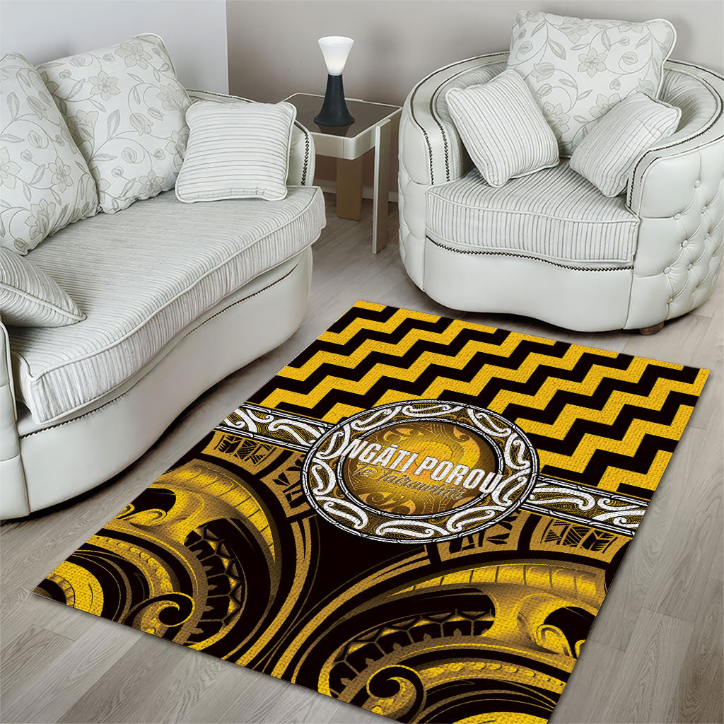 Aotearoa Ngati Porou Area Rug Maori Iwi Poutama Puhoro Tattoo LT14 - Polynesian Pride