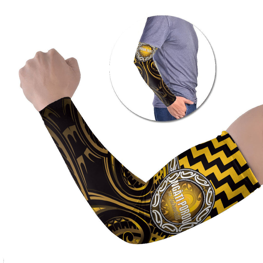 Aotearoa Ngati Porou Personalised Arm Sleeves Maori Iwi Poutama Puhoro Tattoo LT14 Set of 2 Yellow - Polynesian Pride