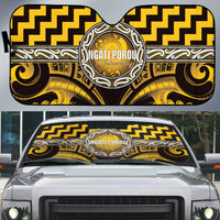 Aotearoa Ngati Porou Auto Sun Shade Maori Iwi Poutama Puhoro Tattoo LT14 Yellow - Polynesian Pride