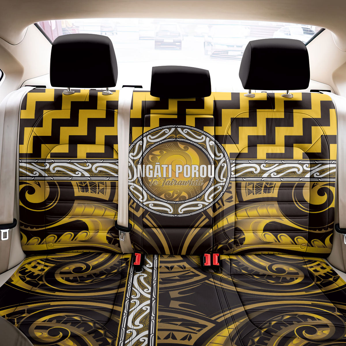 Aotearoa Ngati Porou Back Car Seat Cover Maori Iwi Poutama Puhoro Tattoo LT14 - Polynesian Pride
