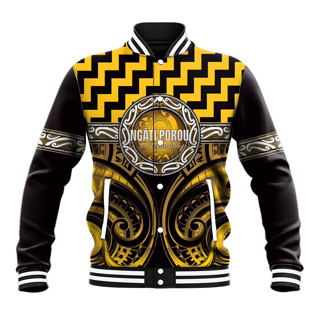 Aotearoa Ngati Porou Personalised Baseball Jacket Maori Iwi Poutama Puhoro Tattoo LT14 Unisex Yellow - Polynesian Pride