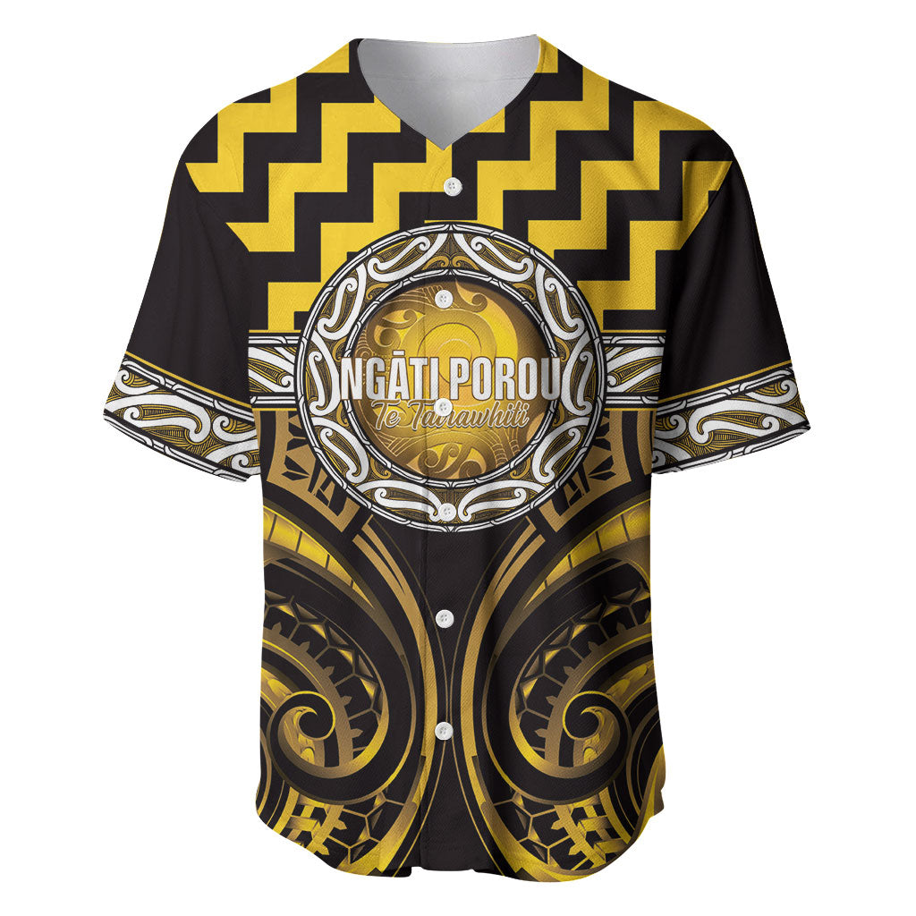 Aotearoa Ngati Porou Personalised Baseball Jersey Maori Iwi Poutama Puhoro Tattoo LT14 Yellow - Polynesian Pride