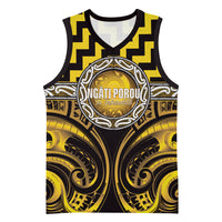 Aotearoa Ngati Porou Personalised Basketball Jersey Maori Iwi Poutama Puhoro Tattoo LT14 Unisex Yellow - Polynesian Pride