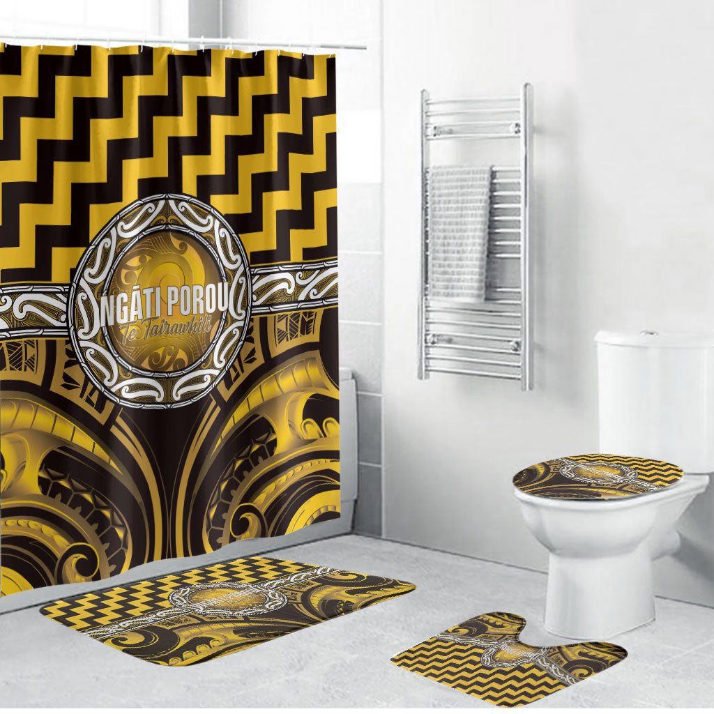 Aotearoa Ngati Porou Bathroom Set Maori Iwi Poutama Puhoro Tattoo LT14 Bathroom Set (4 pcs) Yellow - Polynesian Pride