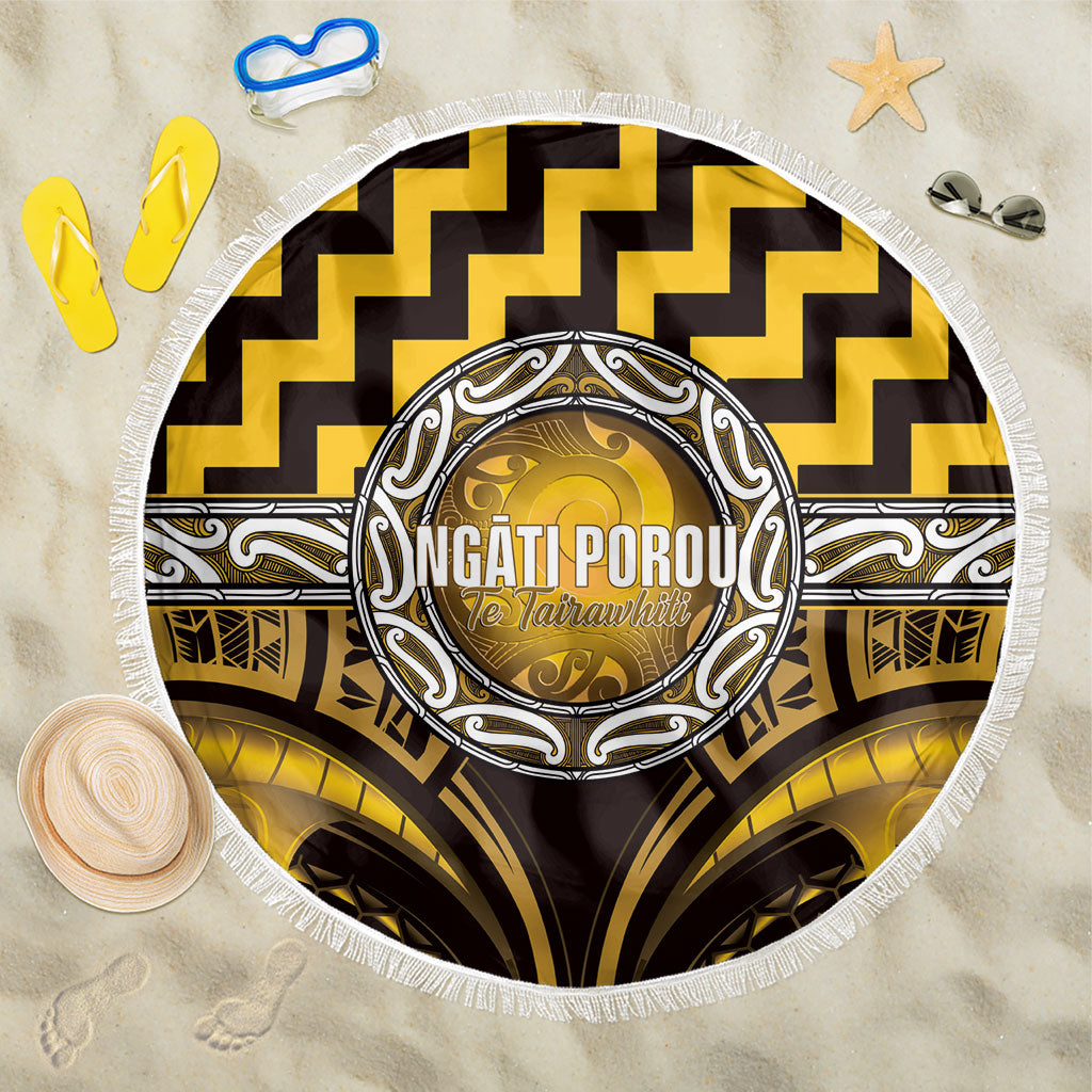 Aotearoa Ngati Porou Beach Blanket Maori Iwi Poutama Puhoro Tattoo LT14 One Size 150cm Yellow - Polynesian Pride