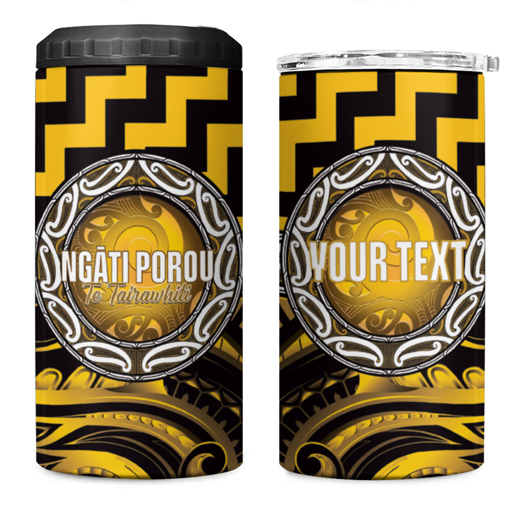 Aotearoa Ngati Porou Personalised 4 in 1 Can Cooler Tumbler Maori Iwi Poutama Puhoro Tattoo LT14 One Size: 16 oz Yellow - Polynesian Pride