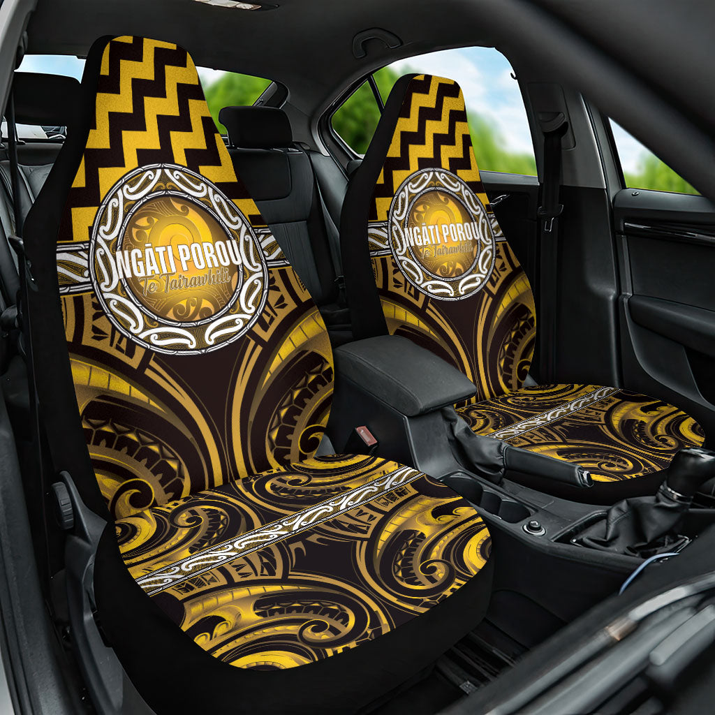 Aotearoa Ngati Porou Car Seat Cover Maori Iwi Poutama Puhoro Tattoo LT14 One Size Yellow - Polynesian Pride