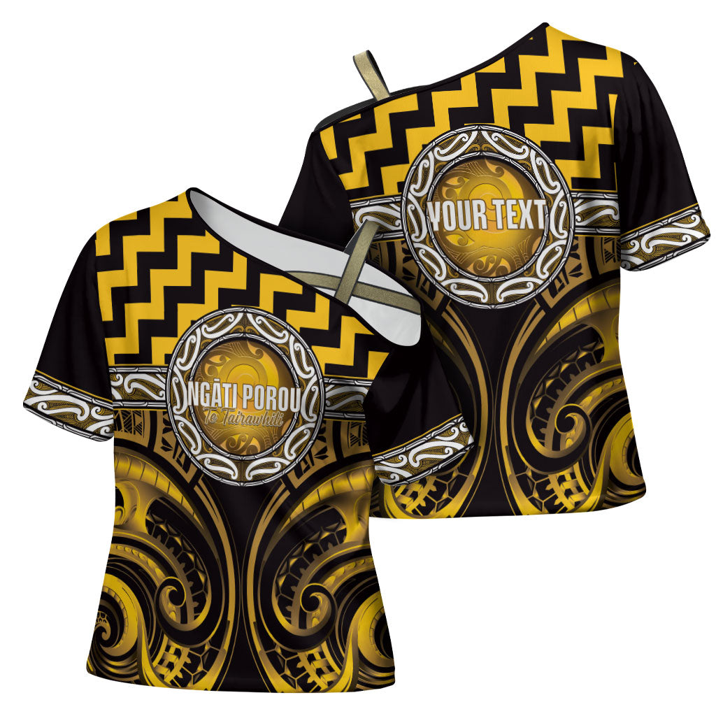 Aotearoa Ngati Porou Personalised Cross Shoulder Shirt Maori Iwi Poutama Puhoro Tattoo LT14 - Polynesian Pride