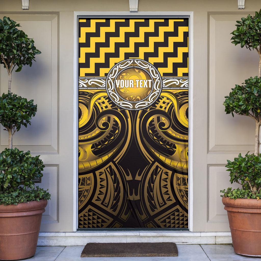 Aotearoa Ngati Porou Personalised Door Cover Maori Iwi Poutama Puhoro Tattoo LT14 Yellow - Polynesian Pride