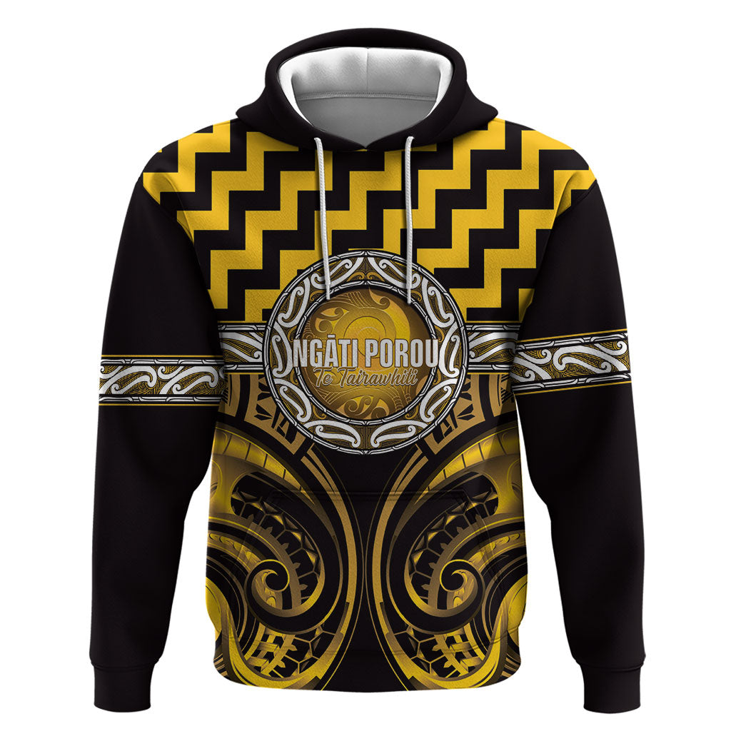 Aotearoa Ngati Porou Personalised Hoodie Maori Iwi Poutama Puhoro Tattoo LT14 Pullover Hoodie Yellow - Polynesian Pride