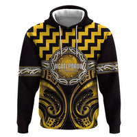 Aotearoa Ngati Porou Personalised Hoodie Maori Iwi Poutama Puhoro Tattoo LT14 Pullover Hoodie Yellow - Polynesian Pride