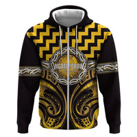 Aotearoa Ngati Porou Personalised Hoodie Maori Iwi Poutama Puhoro Tattoo LT14 Zip Hoodie Yellow - Polynesian Pride