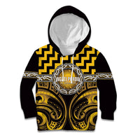 Aotearoa Ngati Porou Personalised Kid Hoodie Maori Iwi Poutama Puhoro Tattoo LT14 Hoodie Yellow - Polynesian Pride