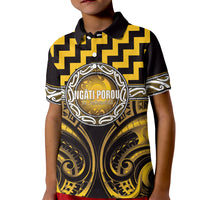 Aotearoa Ngati Porou Personalised Kid Polo Shirt Maori Iwi Poutama Puhoro Tattoo LT14 Kid Yellow - Polynesian Pride