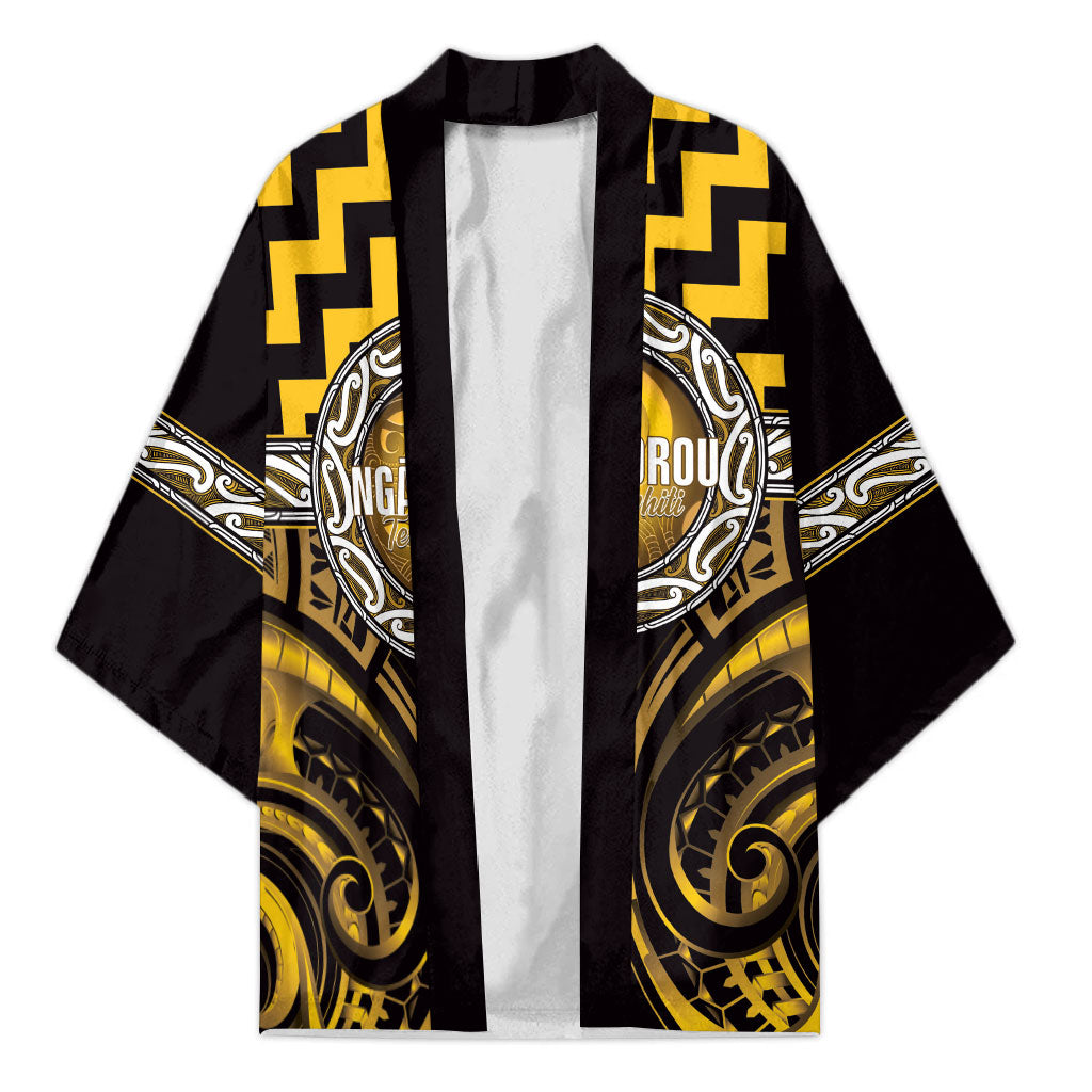 Aotearoa Ngati Porou Personalised Kimono Maori Iwi Poutama Puhoro Tattoo LT14 Unisex Yellow - Polynesian Pride