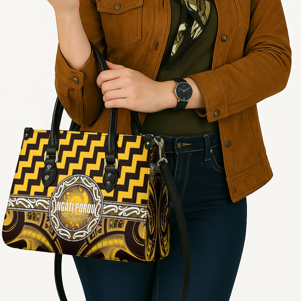 Aotearoa Ngati Porou Leather Bag Maori Iwi Poutama Puhoro Tattoo LT14 - Polynesian Pride