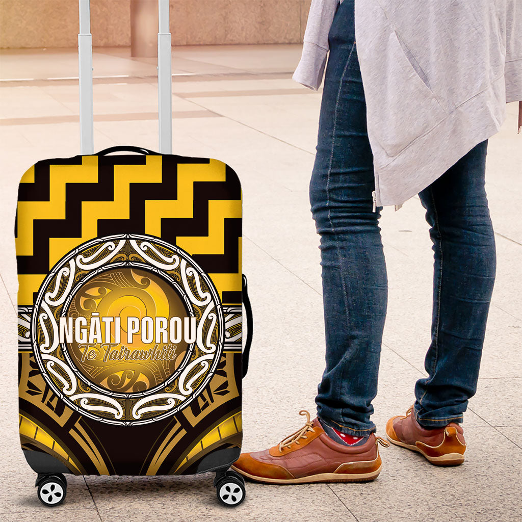 Aotearoa Ngati Porou Luggage Cover Maori Iwi Poutama Puhoro Tattoo LT14 Yellow - Polynesian Pride