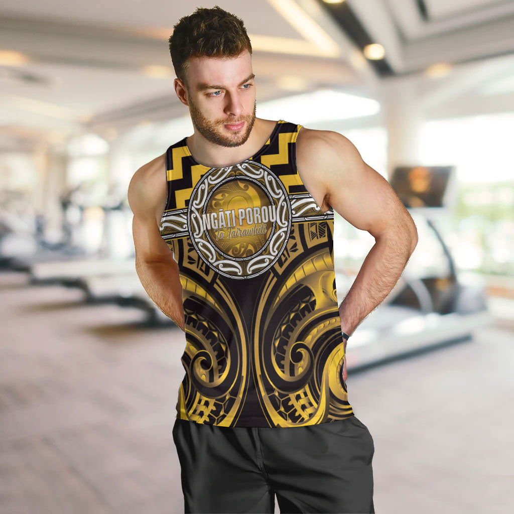 Aotearoa Ngati Porou Personalised Men Tank Top Maori Iwi Poutama Puhoro Tattoo LT14 Yellow - Polynesian Pride