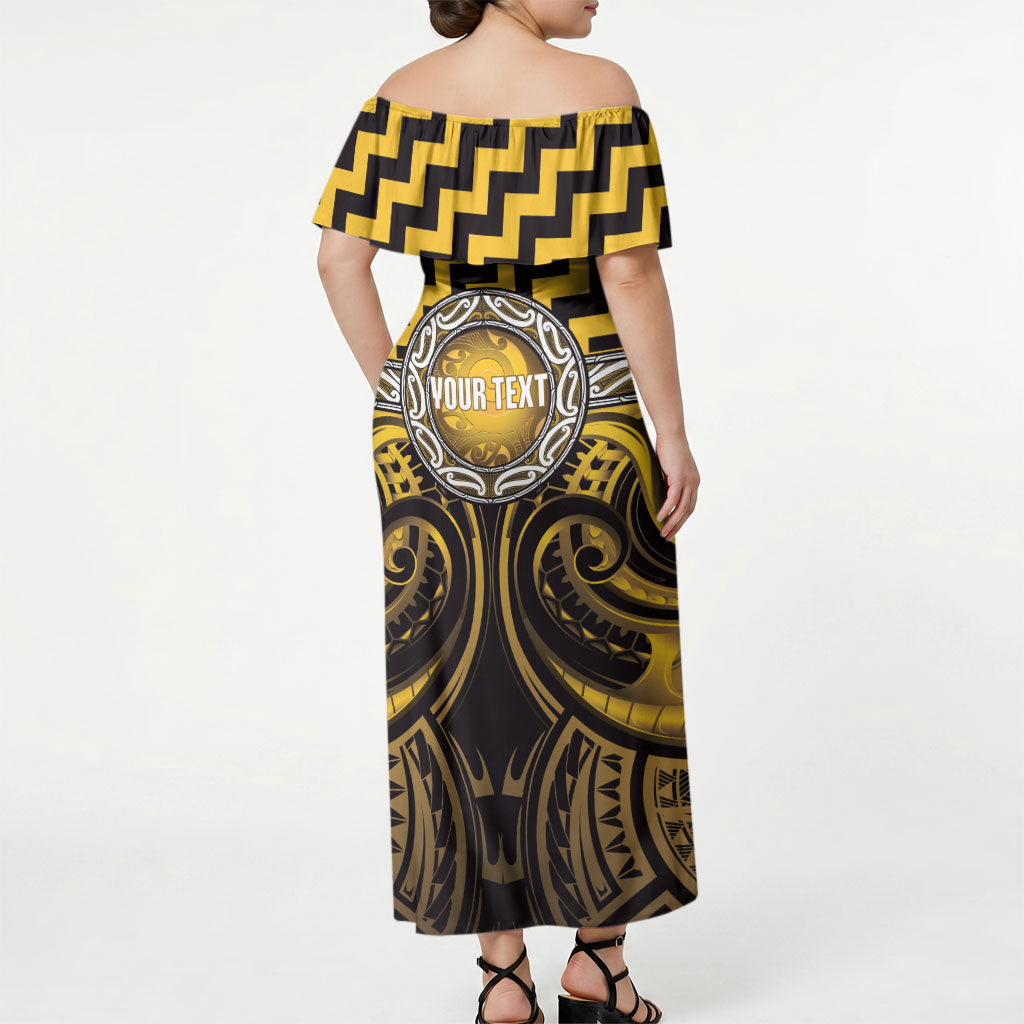 Aotearoa Ngati Porou Personalised Off Shoulder Maxi Dress Maori Iwi Poutama Puhoro Tattoo LT14 - Polynesian Pride