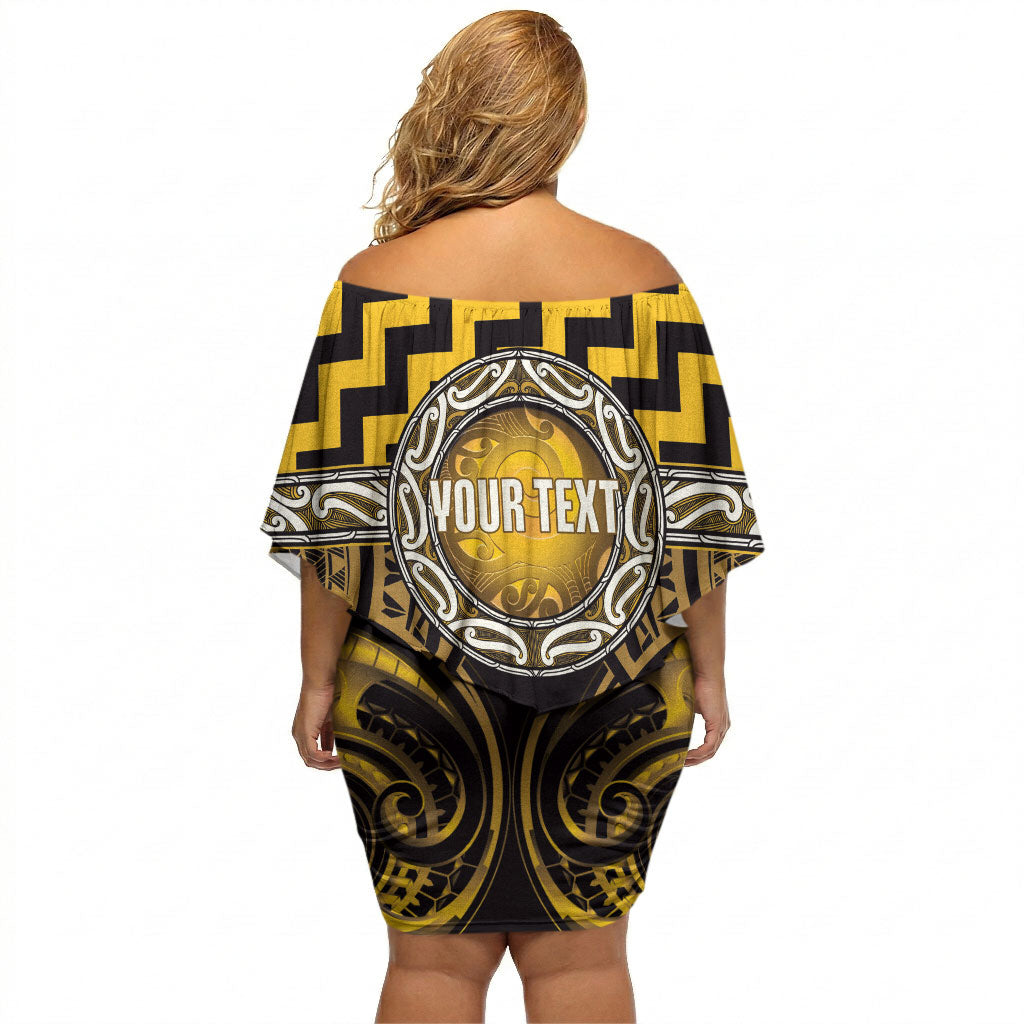 Aotearoa Ngati Porou Personalised Off Shoulder Short Dress Maori Iwi Poutama Puhoro Tattoo LT14 - Polynesian Pride
