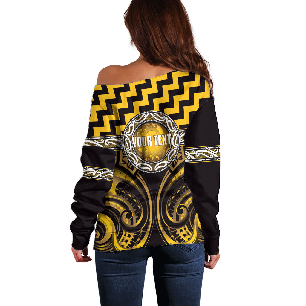 Aotearoa Ngati Porou Personalised Off Shoulder Sweater Maori Iwi Poutama Puhoro Tattoo LT14 - Polynesian Pride